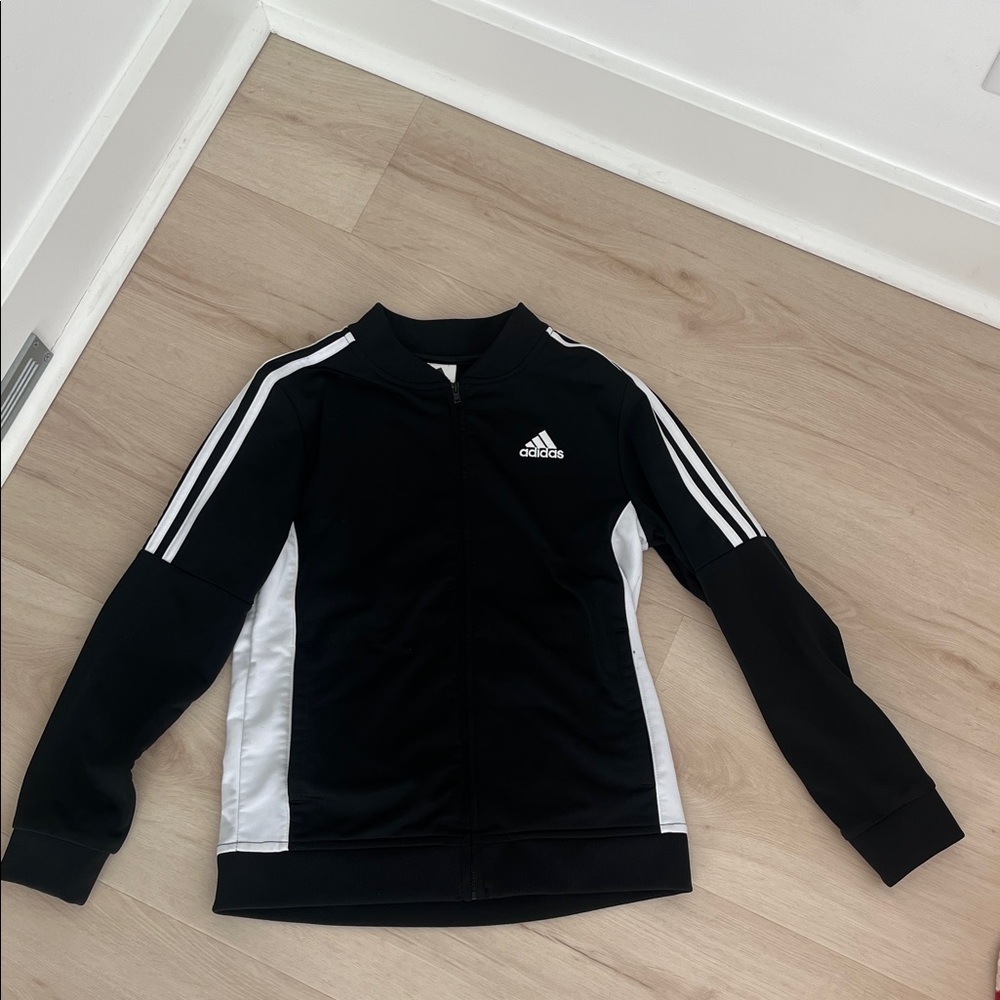 Adidas Black and White Zip-Up Jacket